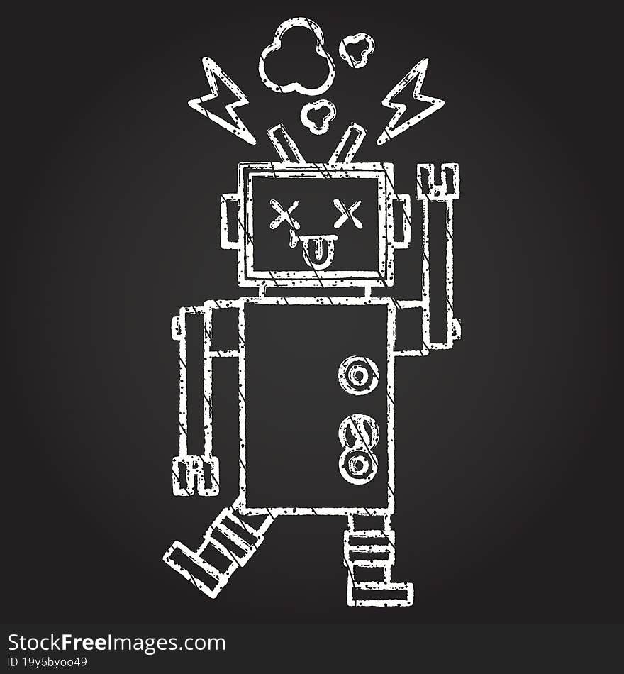 Broken Robot Chalk Drawing