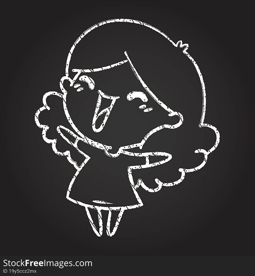 Woman Singing Chalk Drawing