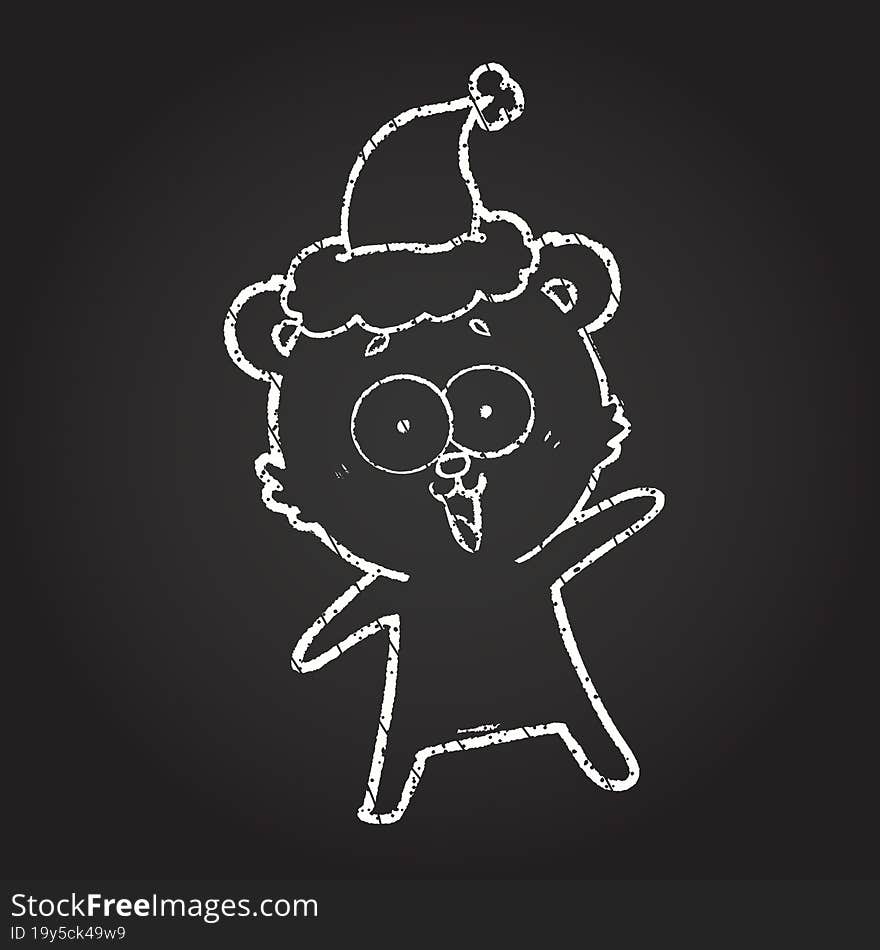 Christmas Teddy Chalk Drawing