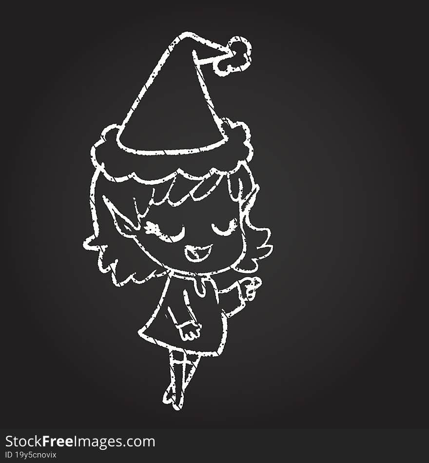 Christmas Elf Chalk Drawing