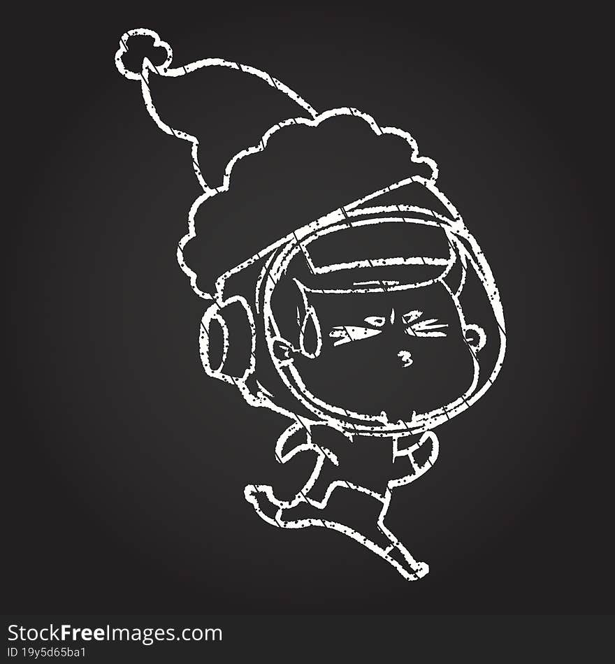 Christmas Astronaut Chalk Drawing