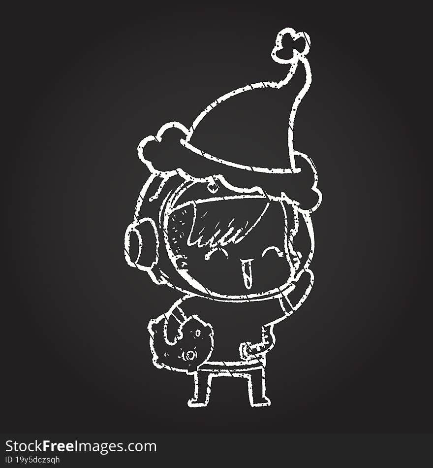 Christmas Astronaut Chalk Drawing