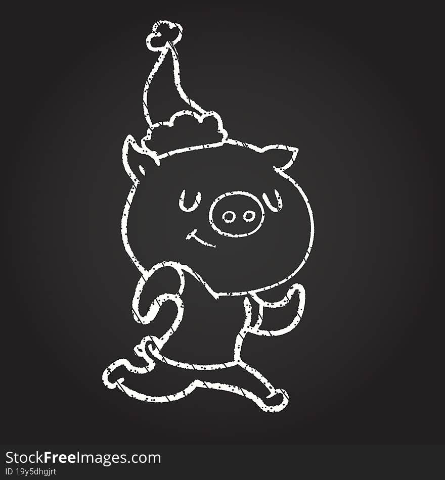 Festive Pig Chalk Drawing