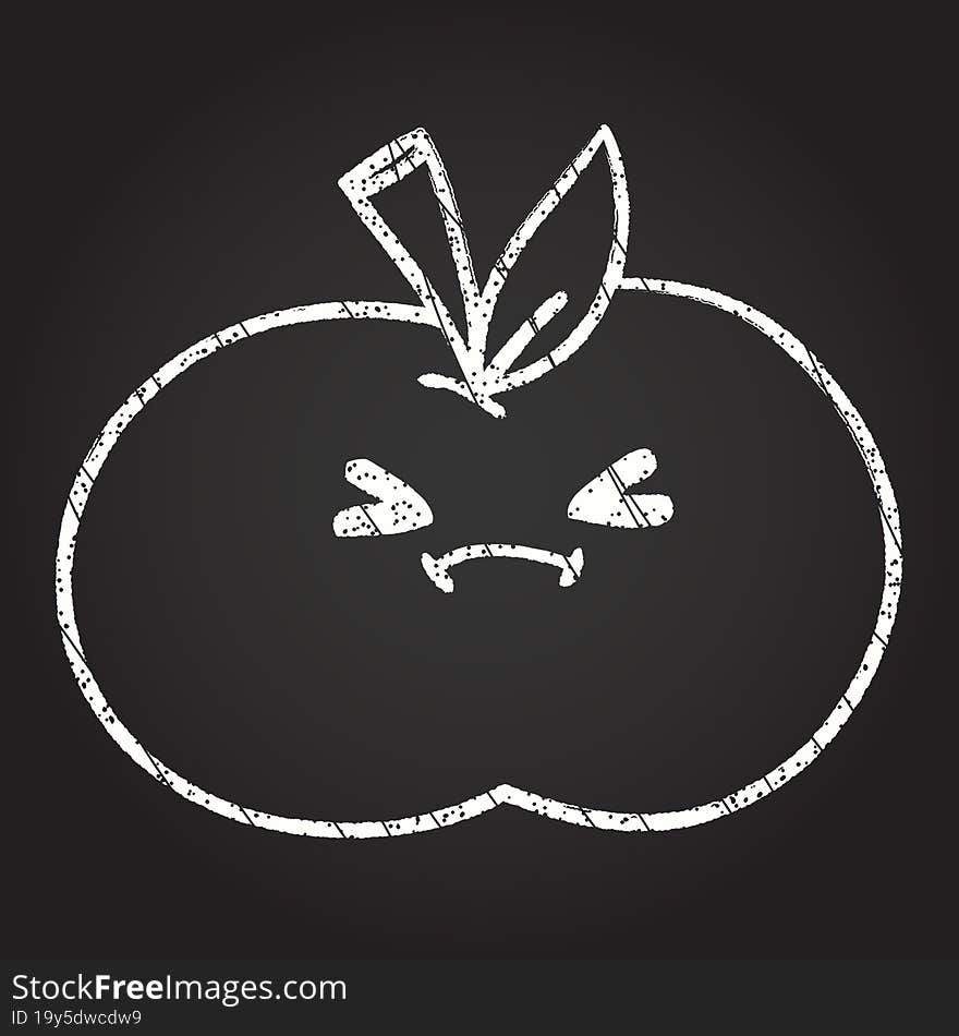 Angry Apple Chalk Drawing