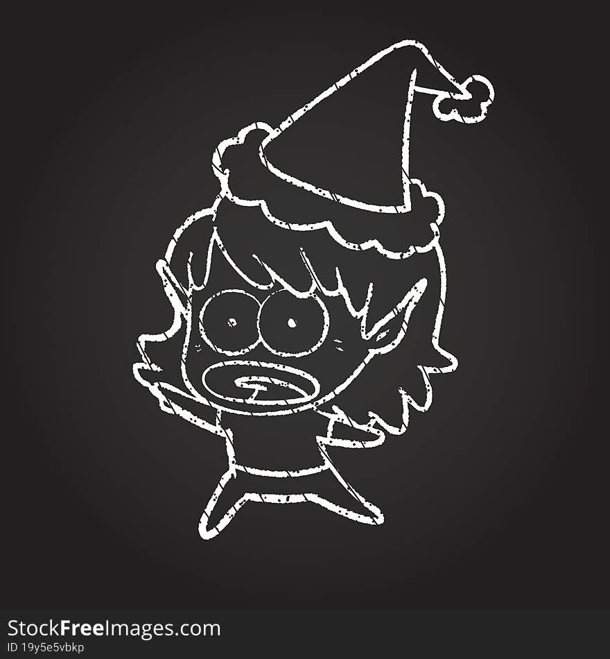 Christmas Elf Chalk Drawing