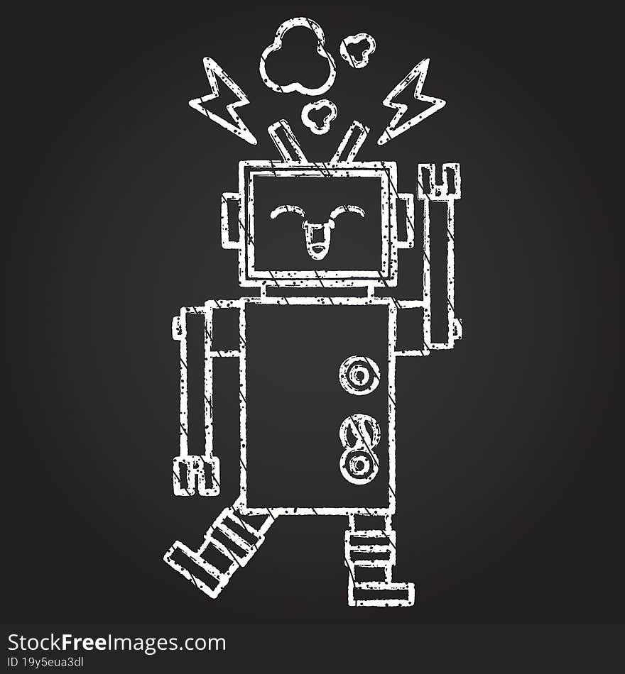 Waving Robot Chalk Drawing