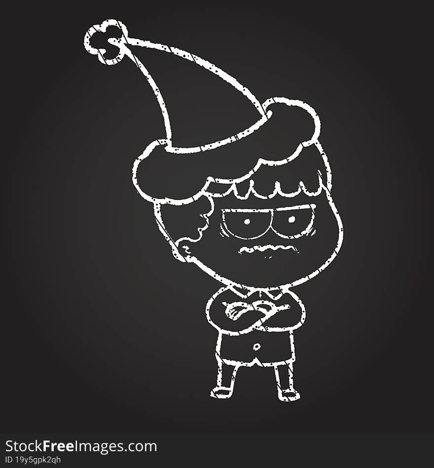 Christmas Man Chalk Drawing