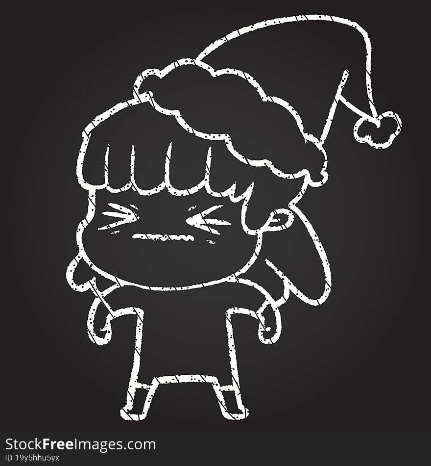 Christmas Woman Chalk Drawing