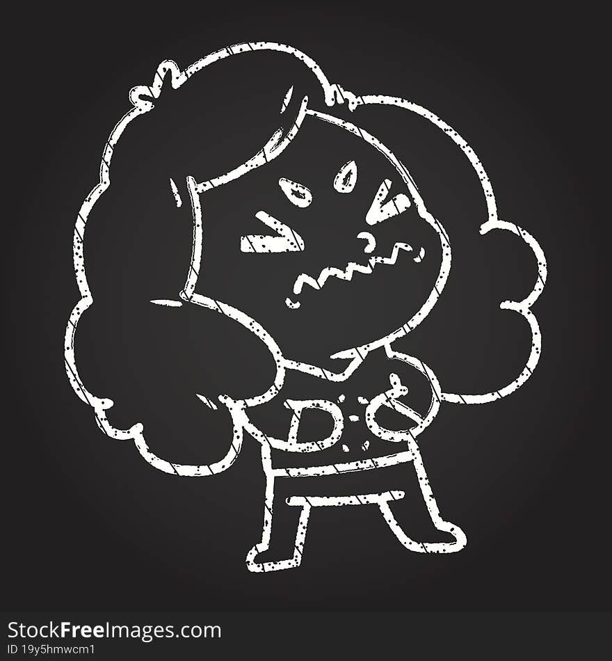 Angry Woman Chalk Drawing