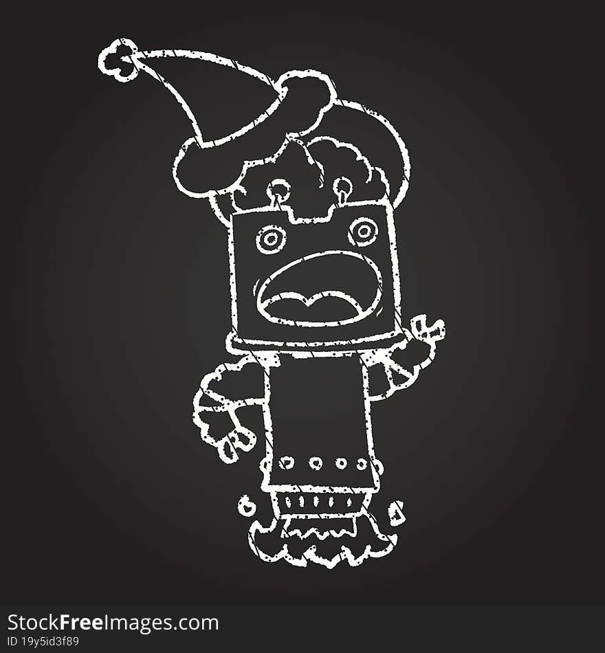 Festive Robot Chalk Drawing