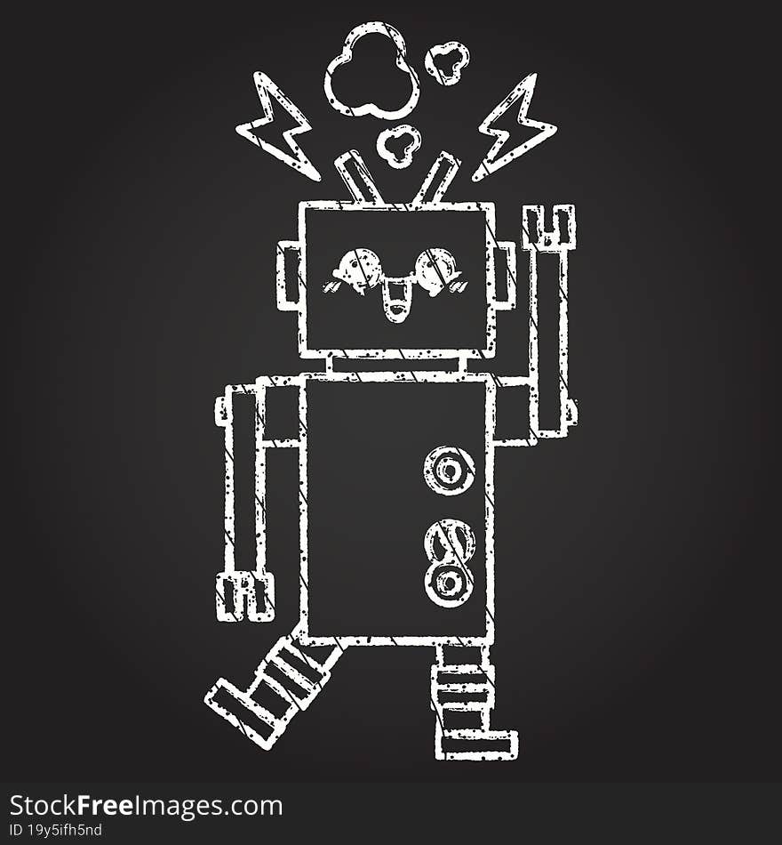 Malfunctioning Robot Chalk Drawing