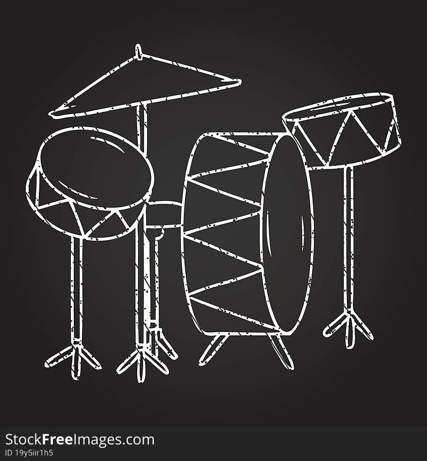 Drum Kit Chalk Drawing