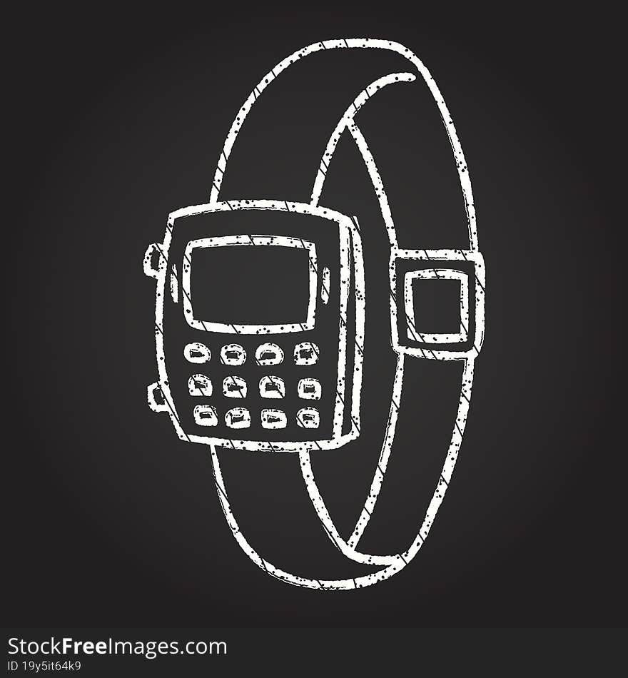 Digital Wristwatch Chalk Drawing