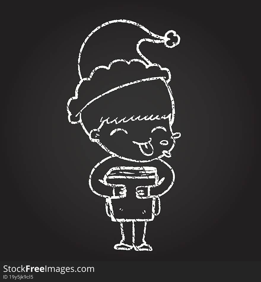 Christmas Man Chalk Drawing