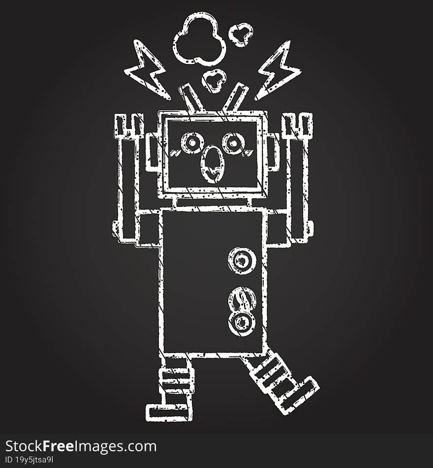 Malfunctioning Robot Chalk Drawing