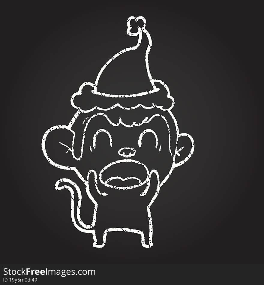 Festive Monkey Chalk Drawing