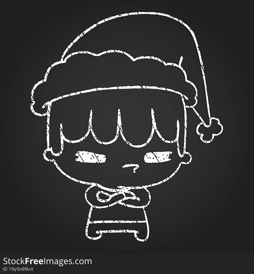 Christmas Boy Chalk Drawing