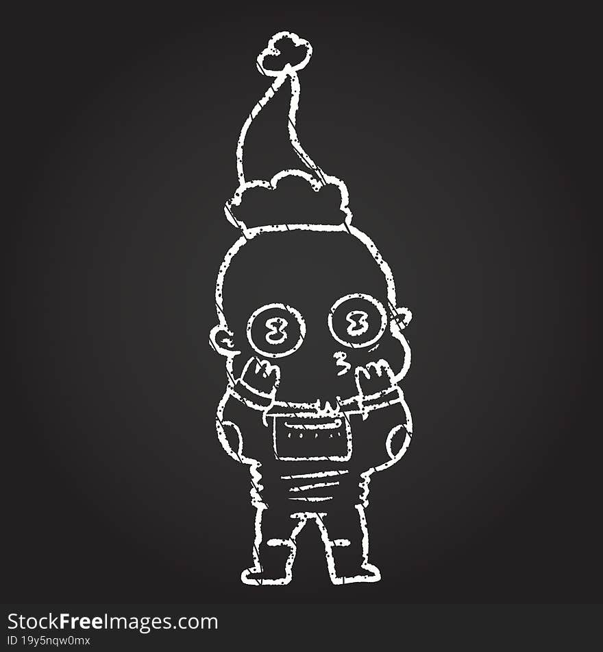 Festive Alien Chalk Drawing