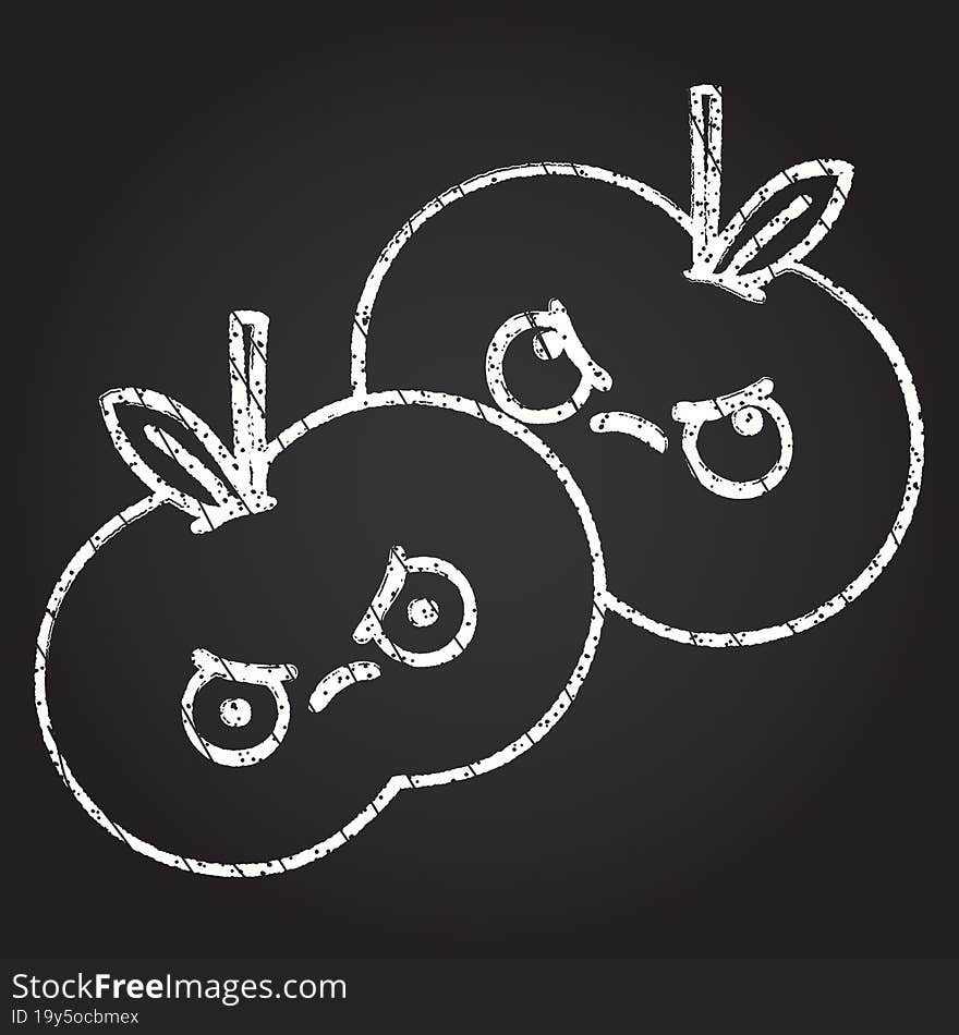 Angry Apples Chalk Drawing