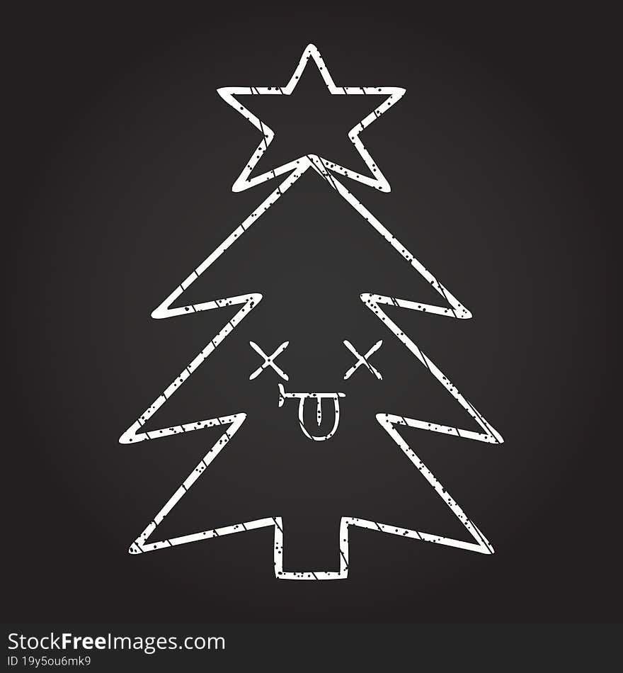 Christmas Tree Chalk Drawing