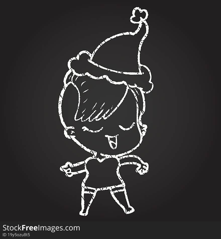 Christmas Woman Chalk Drawing