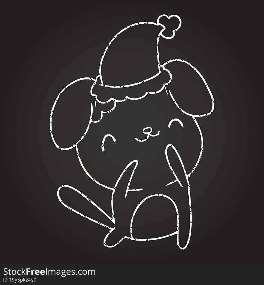 Christmas Dog Chalk Drawing