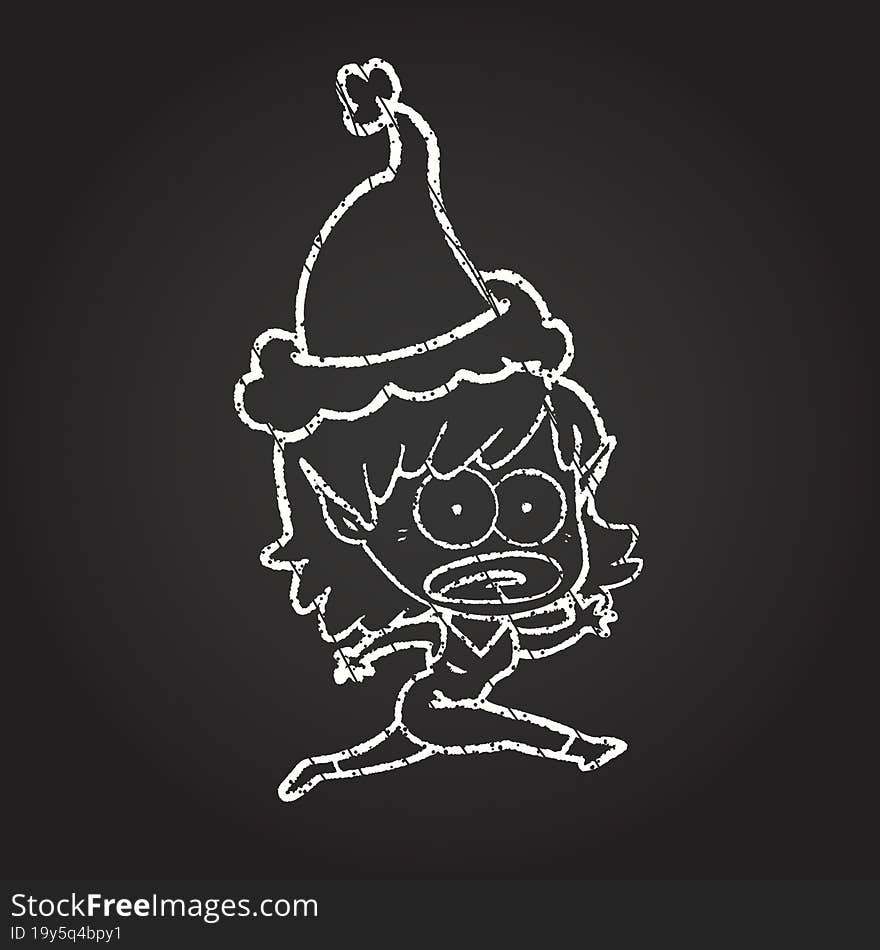 Christmas Elf Chalk Drawing