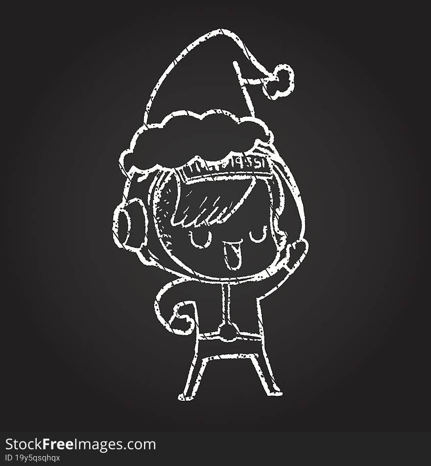 Christmas Astronaut Chalk Drawing