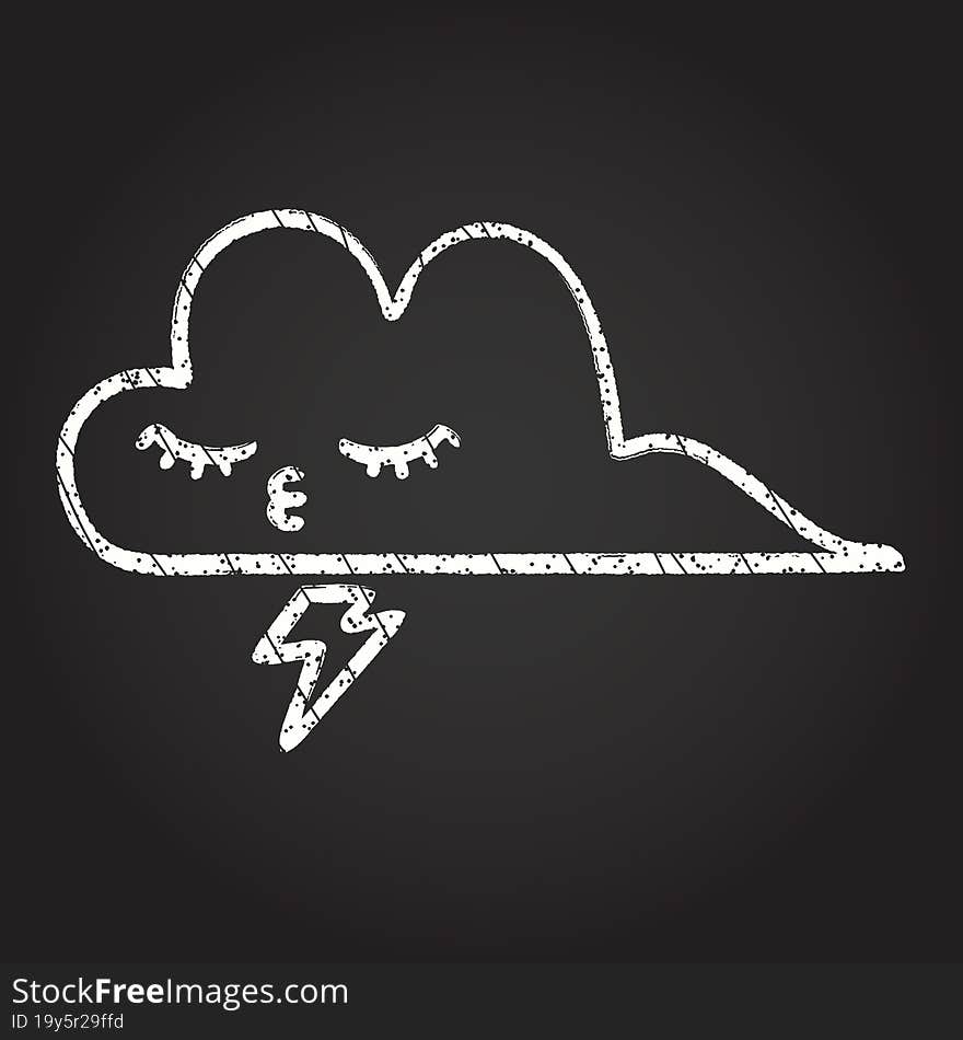 Lightning Cloud Chalk Drawing