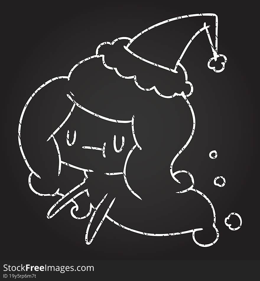 Christmas Mermaid Chalk Drawing