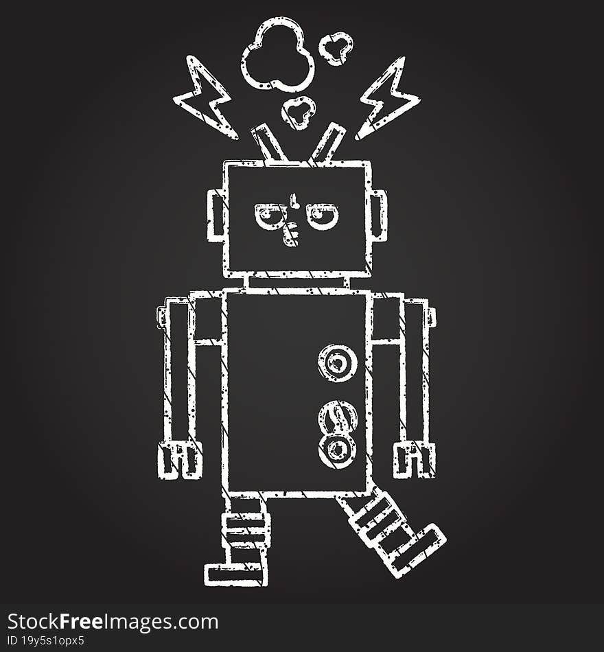 Crazy Robot Chalk Drawing