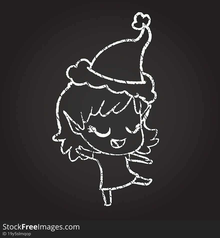 Dancing Elf Chalk Drawing