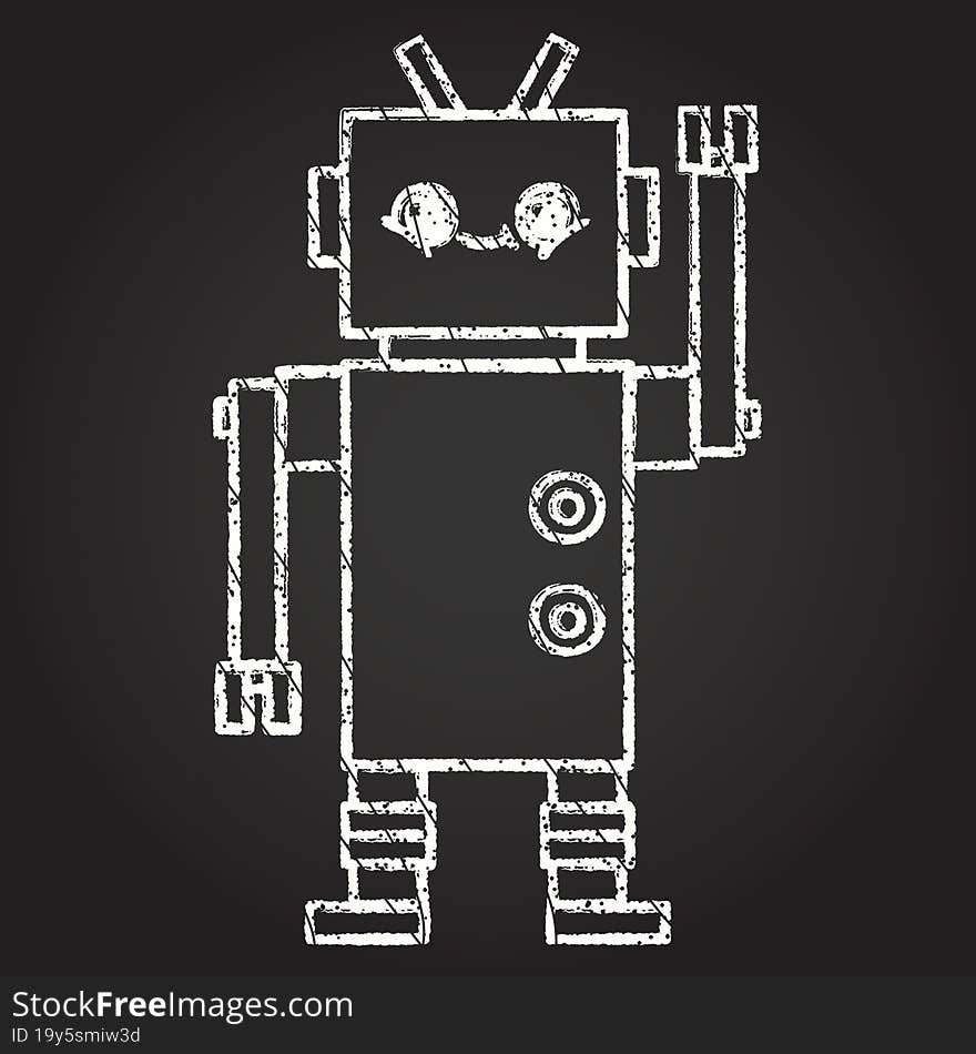 Waving Robot Chalk Drawing