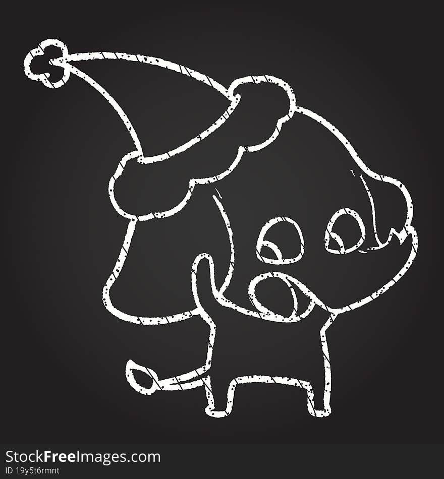 Christmas Elephant Chalk Drawing