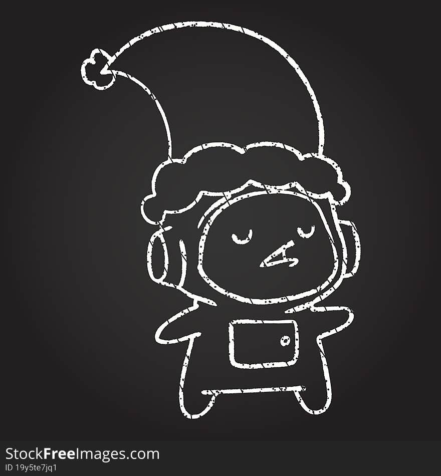 Christmas Astronaut Chalk Drawing