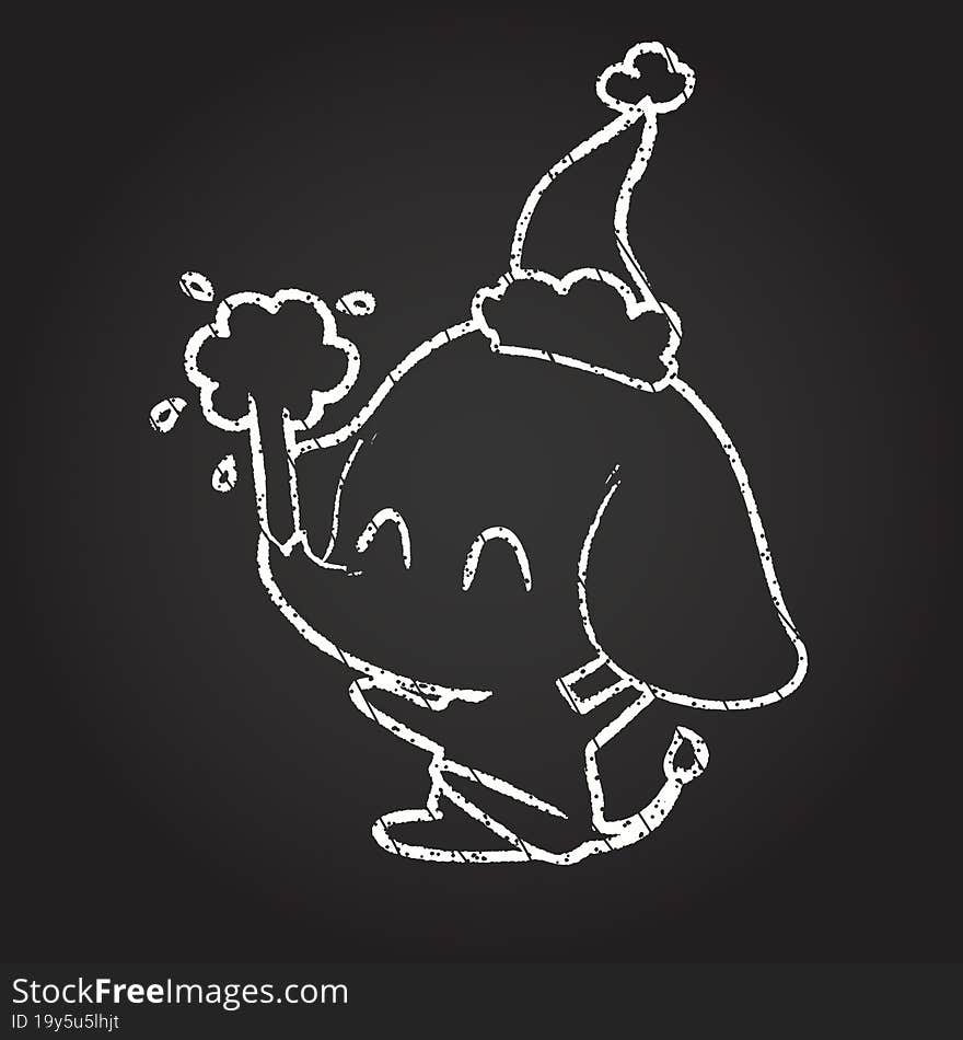 Christmas Elephant Chalk Drawing