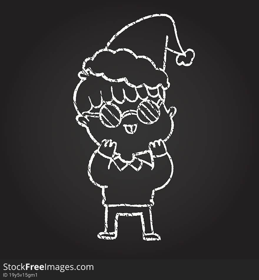 Christmas Man Chalk Drawing