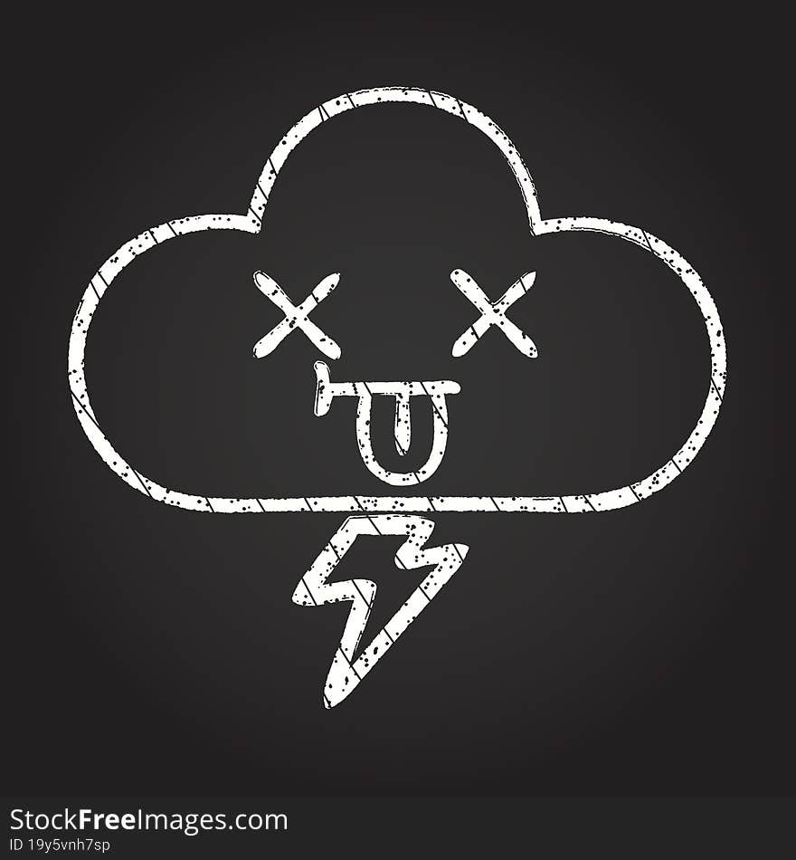 Lightning Cloud Chalk Drawing