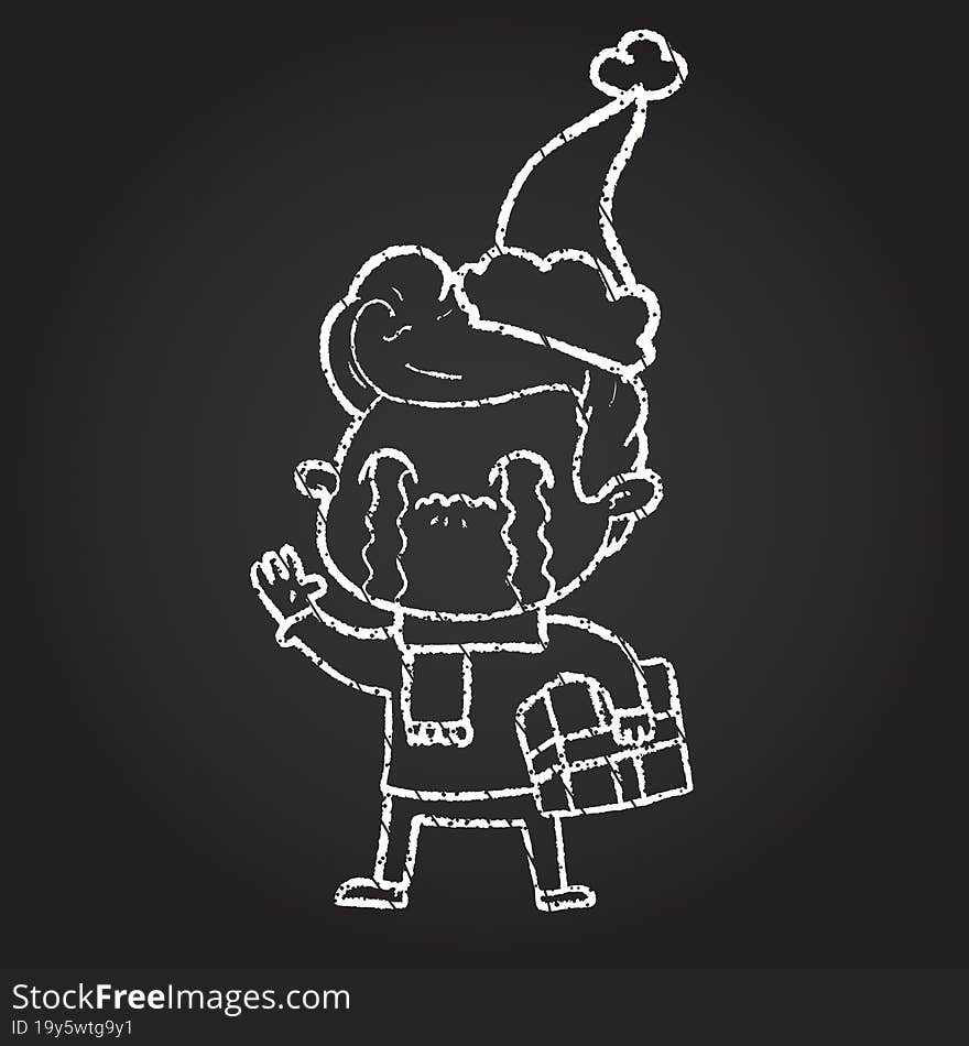 Christmas Man Chalk Drawing