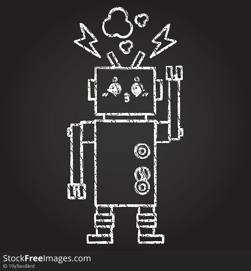 Crazy Robot Chalk Drawing