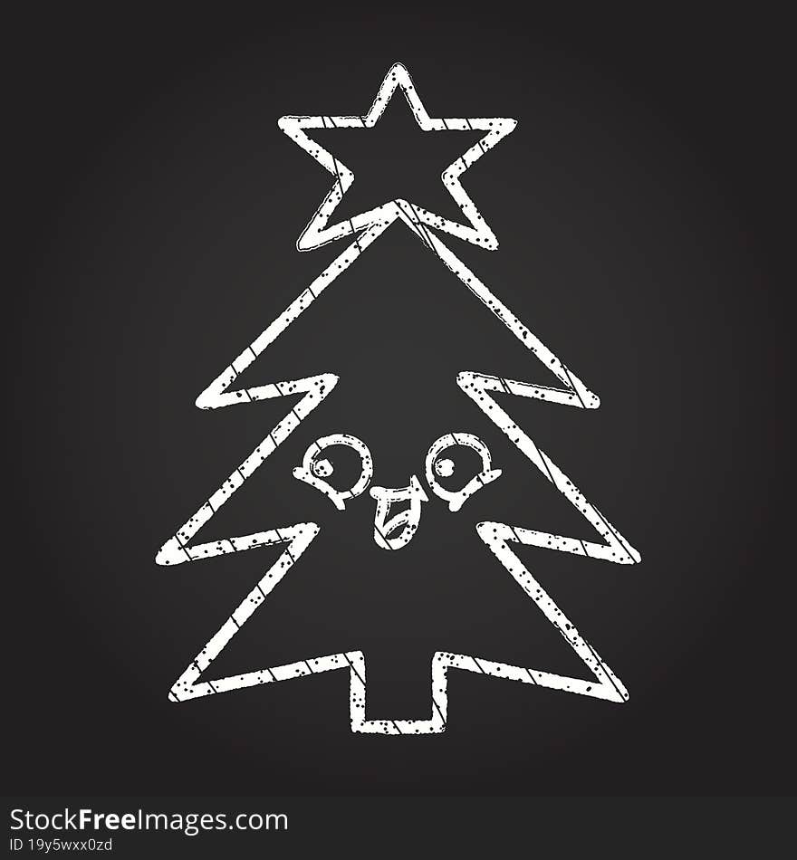 Christmas Tree Chalk Drawing