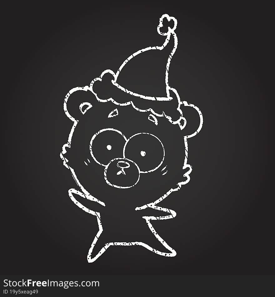 Christmas Teddy Chalk Drawing