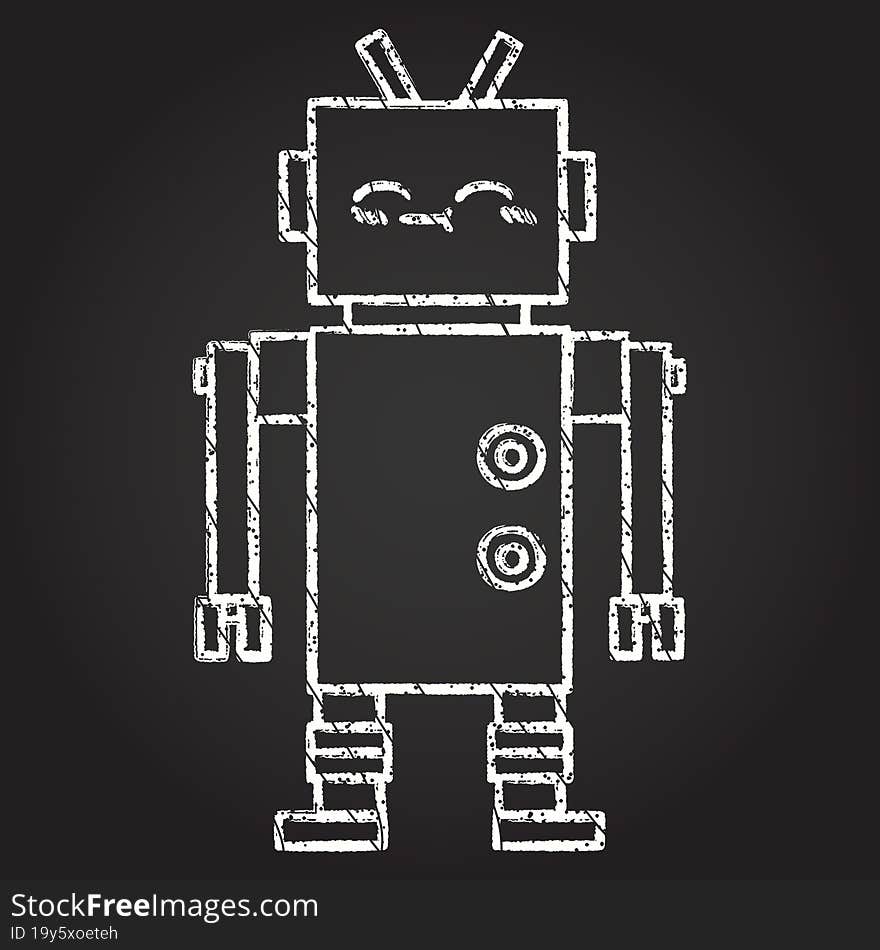 Happy Robot Chalk Drawing