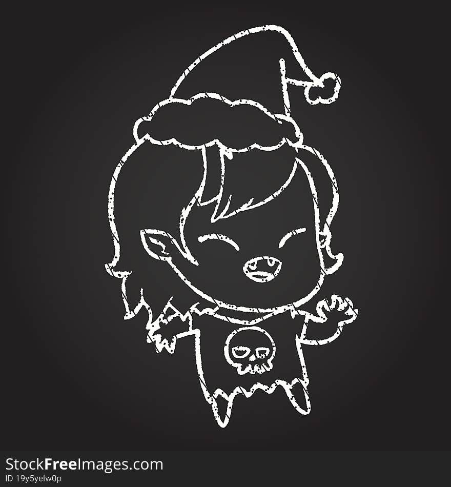 Christmas Vampire Chalk Drawing