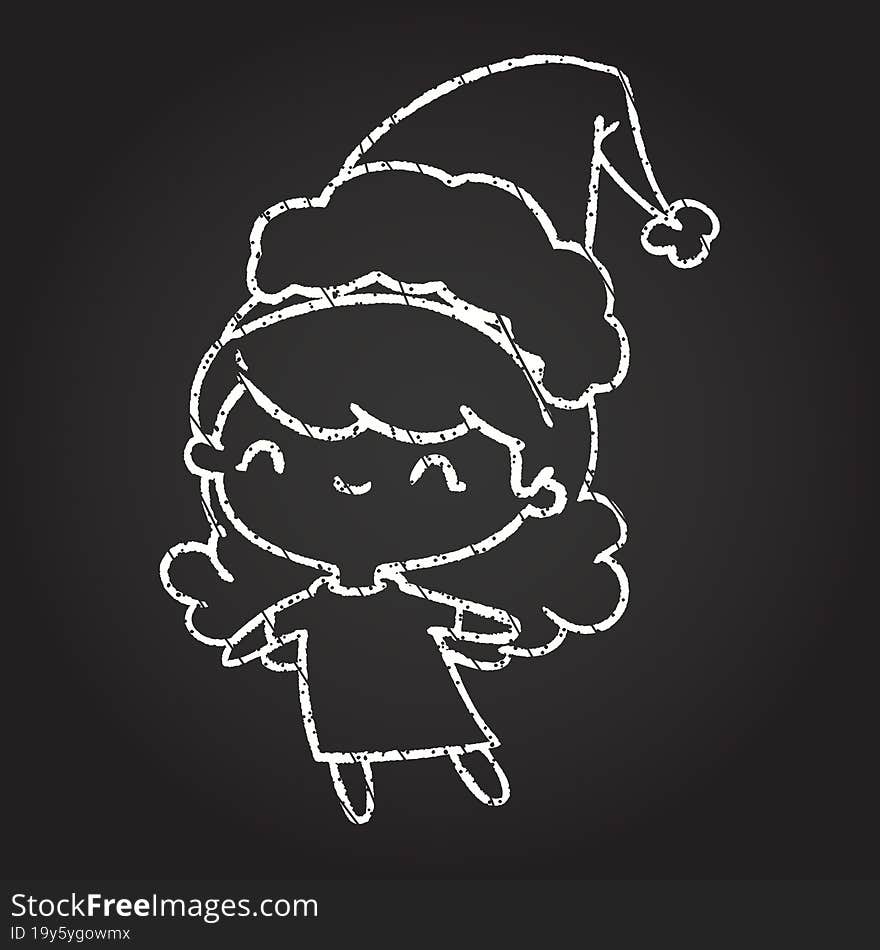 Christmas Woman Chalk Drawing