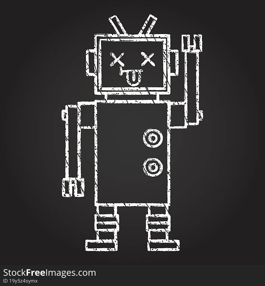 Crazy Robot Chalk Drawing