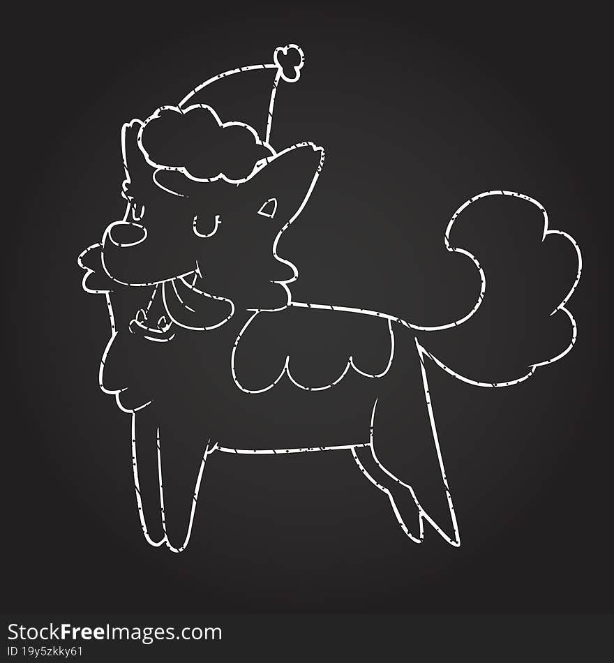 Christmas Dog Chalk Drawing