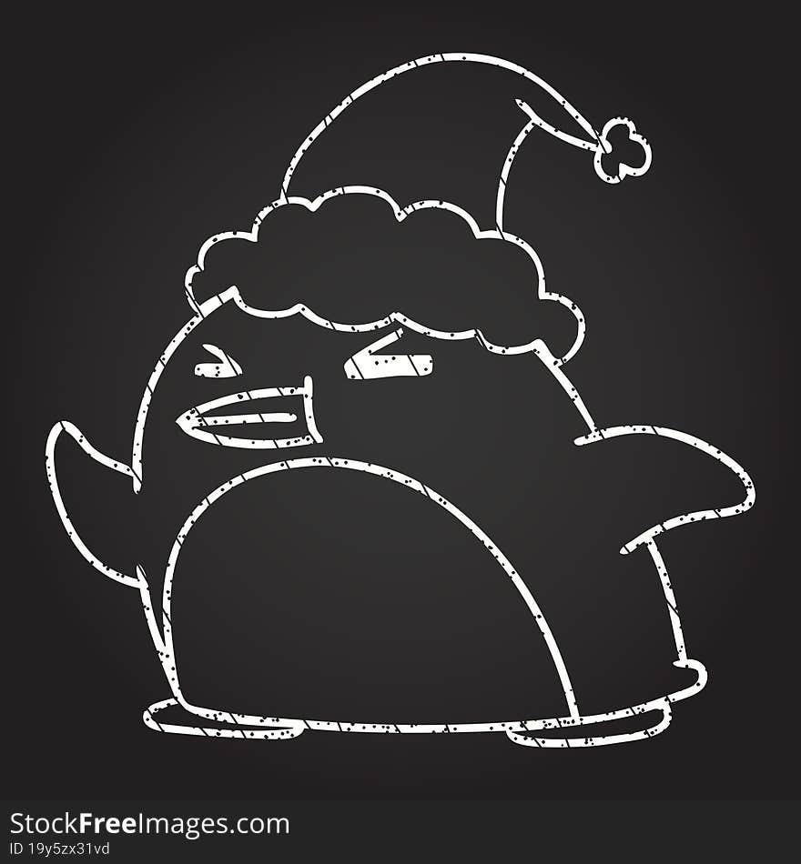 Christmas Robin Chalk Drawing