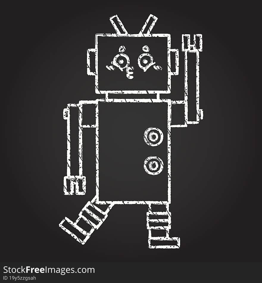 Crazy Robot Chalk Drawing