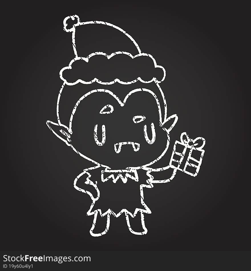 Festive Vampire Chalk Drawing